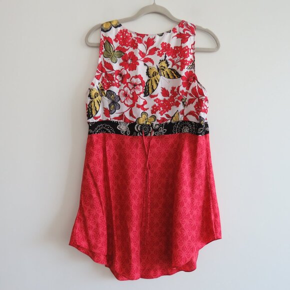VINTAGE Y2K CABI 100% Silk Asian Inspired Floral Butterfly Babydoll Top Boho M - Picture 10 of 16